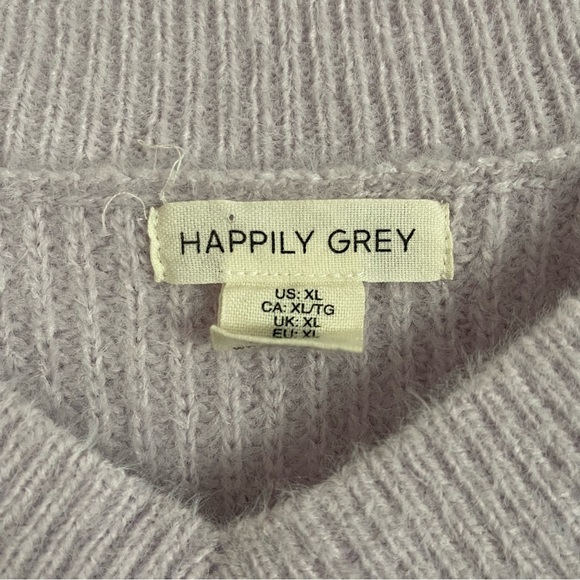 Happily Grey Lilac Knit Long Sleeve V-Neck Sweater, Size XL, EUC - Picture 4 of 6